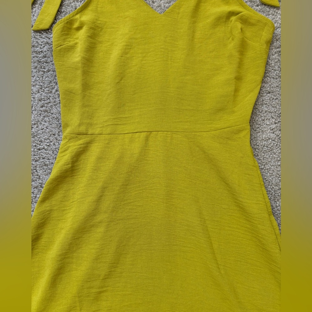 Monteau Los Angeles Tie Strap Mini Dress Size M Chartreuse A Line - Picture 6 of 10